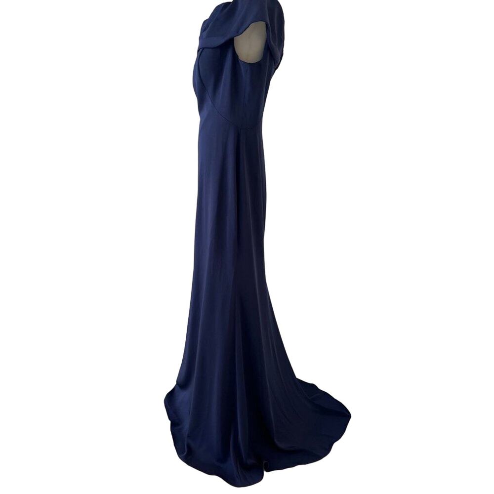La Femme Navy Off Shoulder Gown 10 Elegant Formal Evening Wedding Guest Dress - Picture 8 of 13